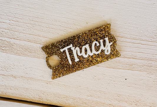 Tumbler Name Tag - Glitter and Prints