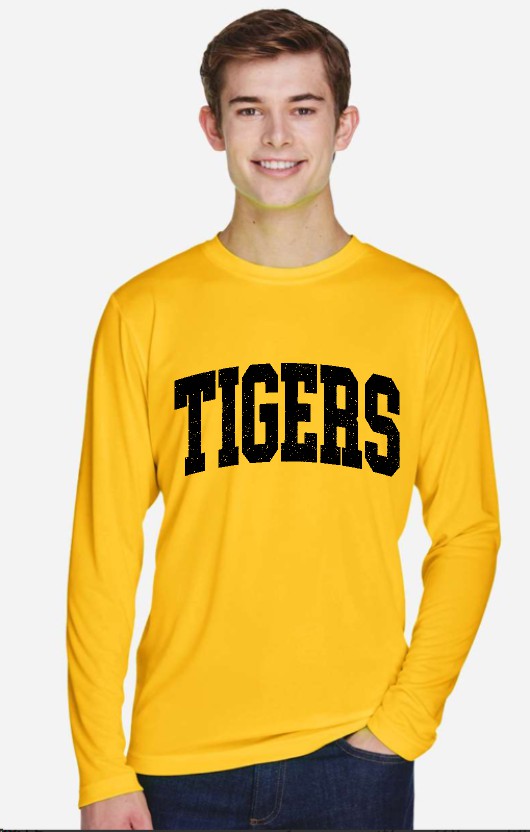 Performance Long Sleeved T-Shirt - Tigers Distressed Design