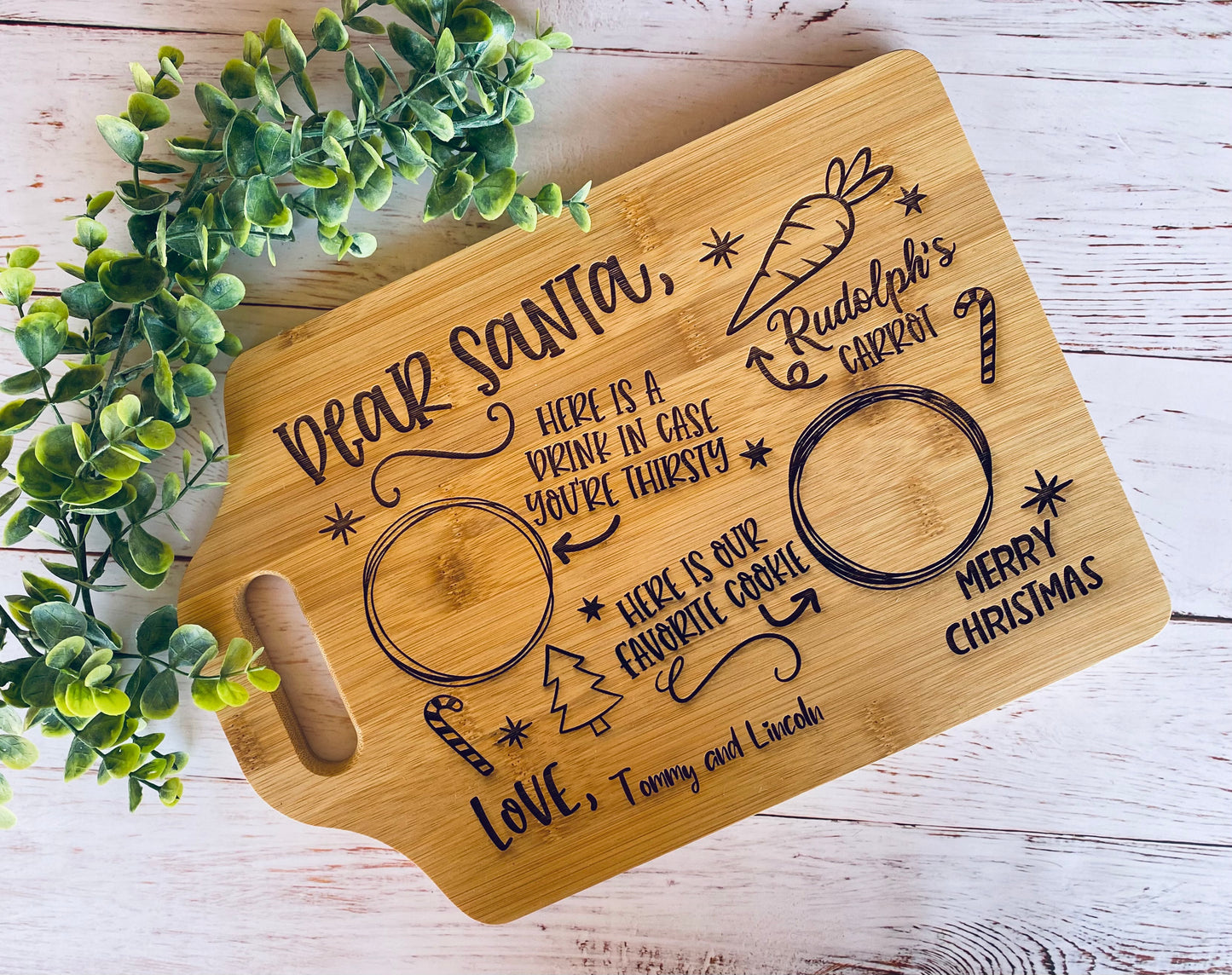 Santa's Milk & Cookies Personalized Treat Board