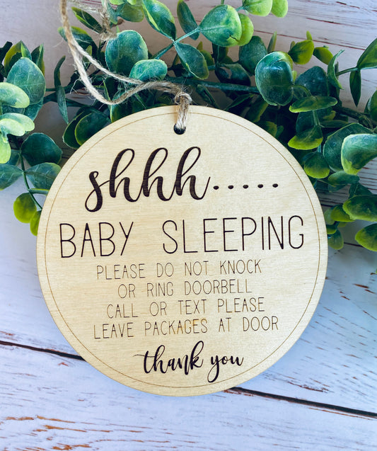 Shhh Baby Sleeping Door Hanger Sign