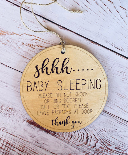 Shhh Baby Sleeping Door Hanger Sign